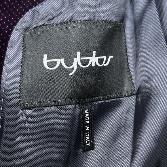 Byblos Velvet Suit Jacket Italian Made Purple Speckled Long Sleeve Formal Party - Picture 4 of 9